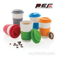 Tazas de café de fibra de bambú biodegradables reutilizables